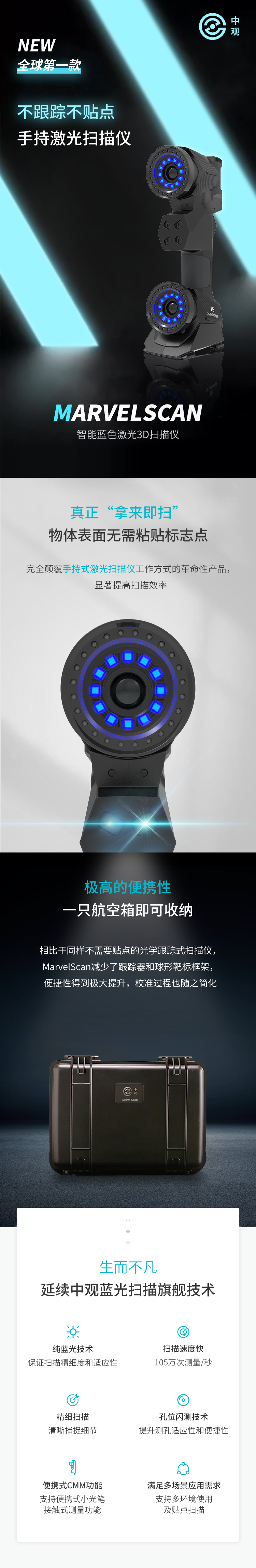 全球第一款不跟蹤不貼點(diǎn)手持激光<a href=http://www.zg-3d.com/ target=_blank class=infotextkey>三維掃描儀</a>—MarvelScan智能藍(lán)色激光3D掃描儀